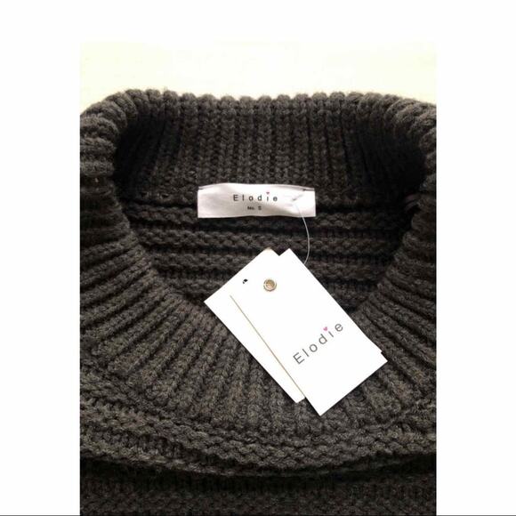 NWT Elodie Popcorn Bubble Sleeve Crewneck Sweater Gray Size Small - Picture 6 of 6